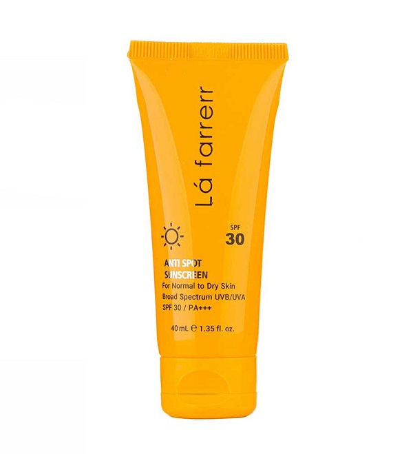 کرم ضد آفتاب و ضد لک بی رنگ لافارر مدل SPF30 مناسب پوست نرمال و خشک حجم 40 میلی لیتر
