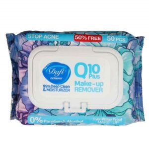 دستمال مرطوب پاک کننده آرایش ضد جوش کیوتن 50 برگی طرح گل درب دار دافی