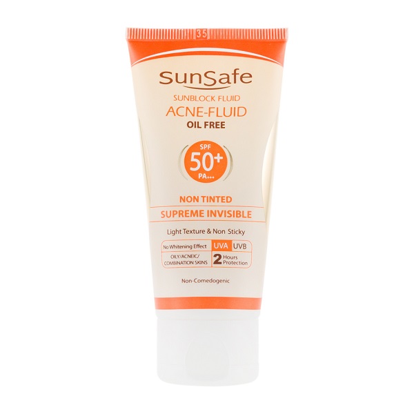 فلوئید ضد آفتاب سان سیف بدون رنگ و کاملا نامرئی دارای SPF50 50 گرم