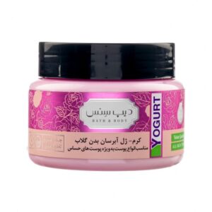 ماست بدن (کرم ژل آبرسان بدن) گلاب دیپ سنس مناسب انواع پوست حجم 250 میلی لیتر