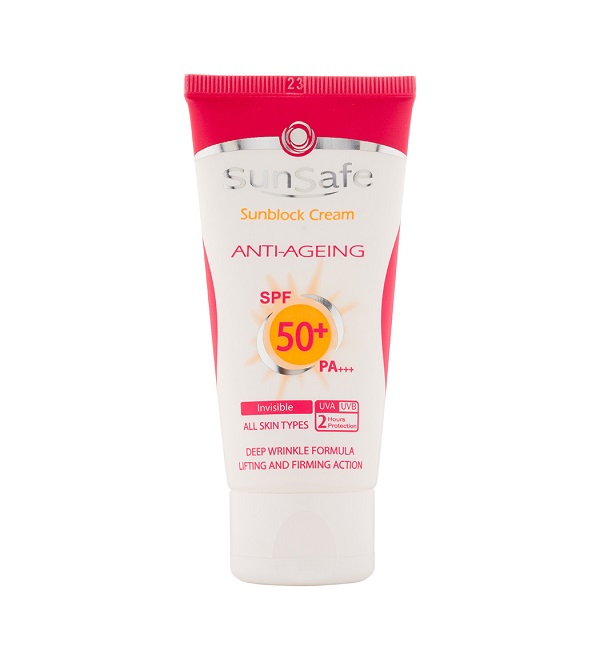 کرم ضد آفتاب و ضد چروک سان سیف بی رنگ SPF50