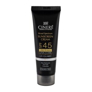 کرم ضد آفتاب بی رنگ سینره با SPF45 مناسب آقایان حجم 50 میلی لیتر