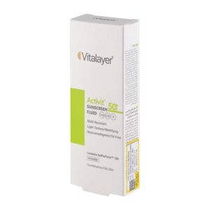 فلوئید ضد آفتاب بی رنگ ویتالیر مدل Activit با SPF50 مناسب پوست چرب حجم 50 میلی لیتر