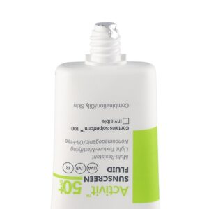 فلوئید ضد آفتاب بی رنگ ویتالیر Activit با SPF50 مناسب پوست چرب حجم 50 میلی لیتر