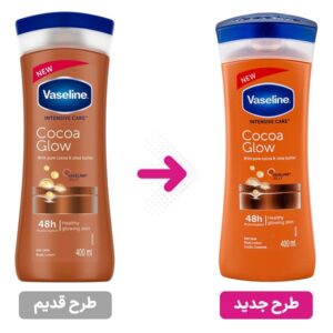 لوسیون بدن وازلین مدل Cocoa Glow حاوی کره کاکائو و شی‌باتر حجم 400 میلی‌لیتر - اصل و اورجینال